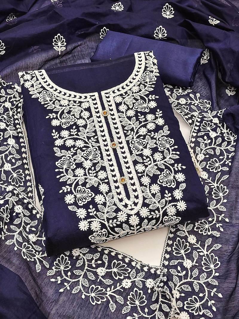 embroidered unstitched dress material
