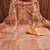 orange organza position print with sequence work unstitched dress material