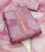 pink organza position print with sequence work unstitched dress material