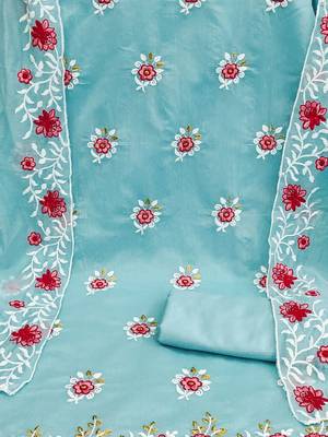 floral embroidered unstitched dress material 3