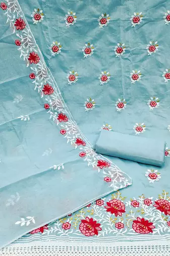 floral embroidered unstitched dress material
