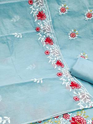 floral embroidered unstitched dress material 5