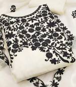 cream georgette multi work unstitched dress material