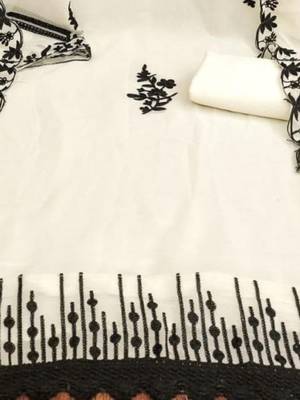 cream georgette multi work unstitched dress material 3