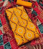 ethnic motifs embroidered mirror work bandhani unstitched dress material