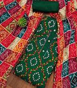 ethnic motifs embroidered mirror work bandhani unstitched dress material