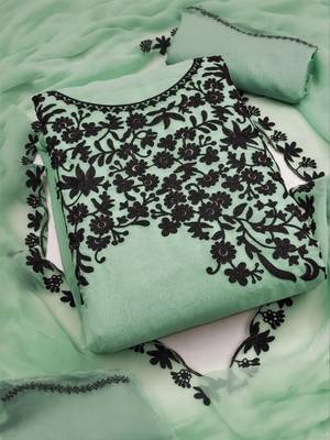 green georgette multi work unstitched dress material 1