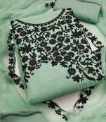 green georgette multi work unstitched dress material