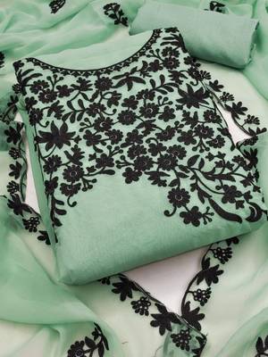 green georgette multi work unstitched dress material 2