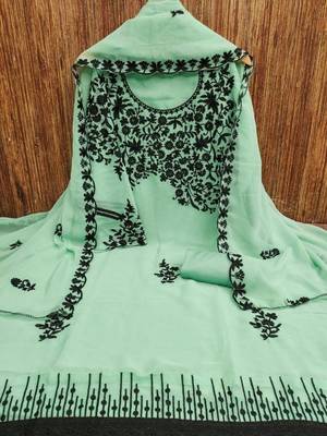 green georgette multi work unstitched dress material 3
