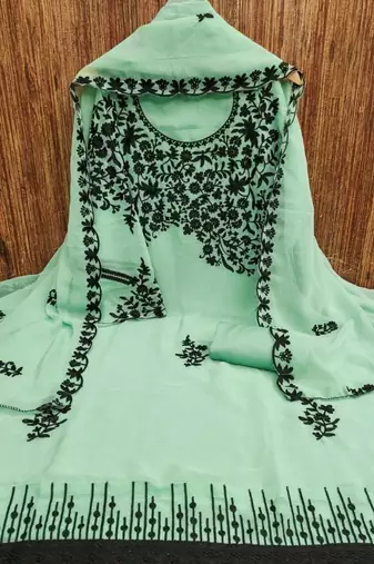 green georgette multi work unstitched dress material