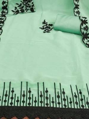 green georgette multi work unstitched dress material 4