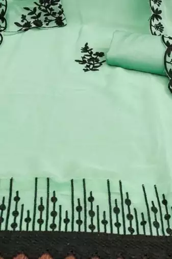 green georgette multi work unstitched dress material