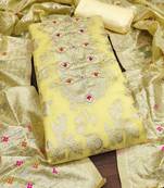 ethnic motifs woven design beads and stones unstitched dress material
