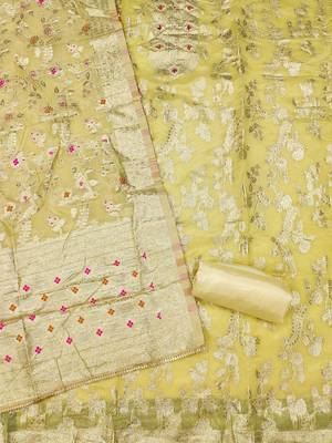ethnic motifs woven design beads and stones unstitched dress material 3