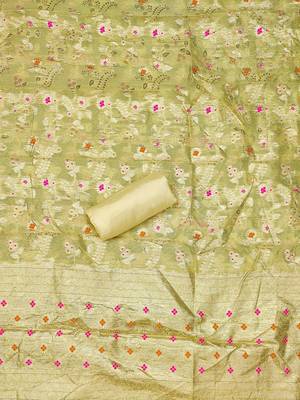ethnic motifs woven design beads and stones unstitched dress material 4