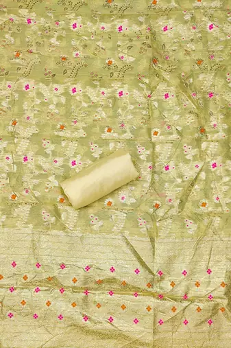 ethnic motifs woven design beads and stones unstitched dress material