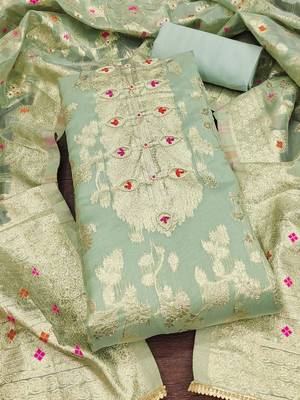 floral woven design unstitched dress material 1