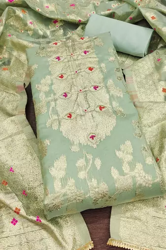 floral woven design unstitched dress material