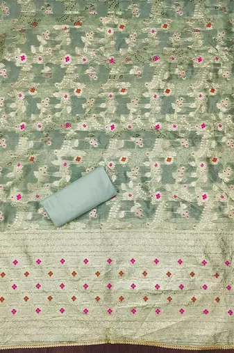floral woven design unstitched dress material