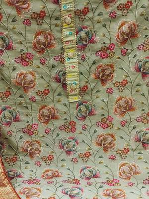 floral embroidered sequinned unstitched dress material 4