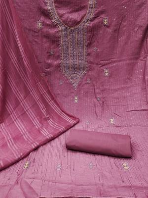 floral embroidered sequinned unstitched dress material 2