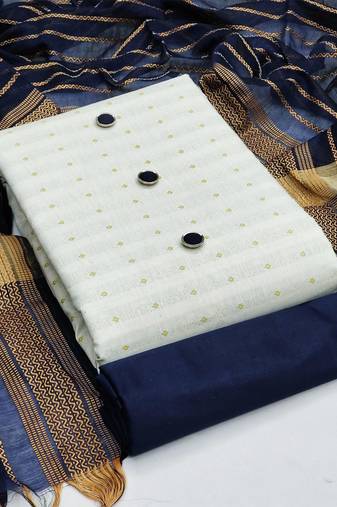 woven design zari unstitched dress material