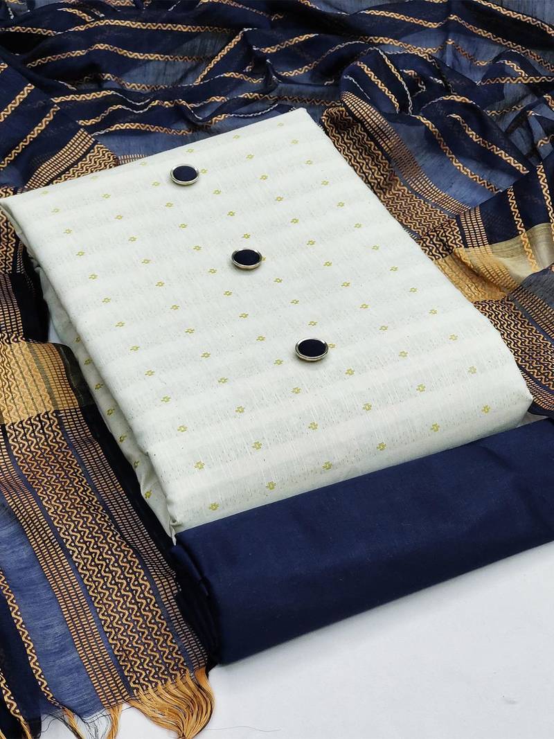 woven design zari unstitched dress material