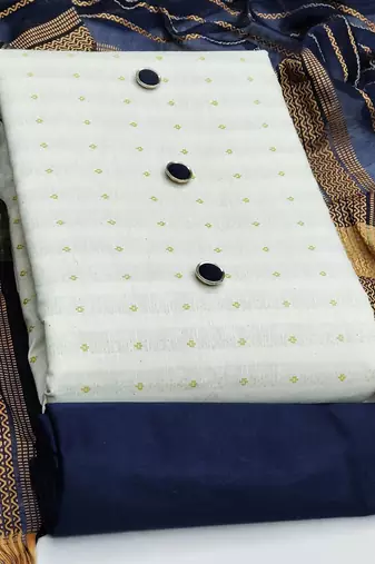 woven design zari unstitched dress material