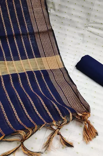 woven design zari unstitched dress material