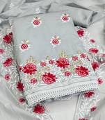floral embroidered unstitched dress material