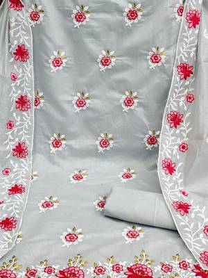 floral embroidered unstitched dress material 3