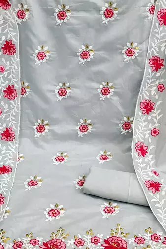 floral embroidered unstitched dress material