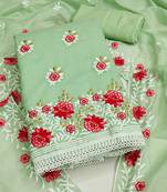 floral embroidered zari unstitched dress material