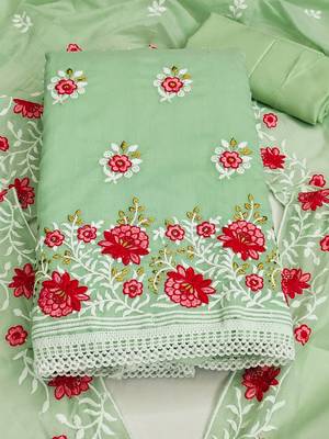 floral embroidered zari unstitched dress material 2