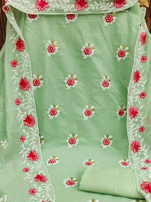 floral embroidered zari unstitched dress material 3