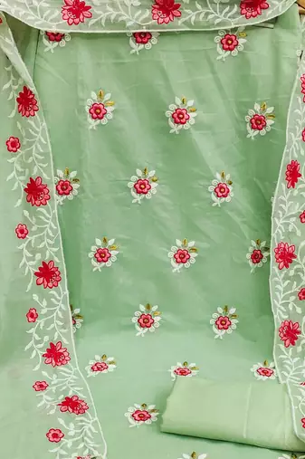floral embroidered zari unstitched dress material