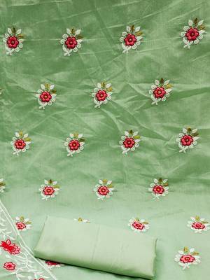floral embroidered zari unstitched dress material 5