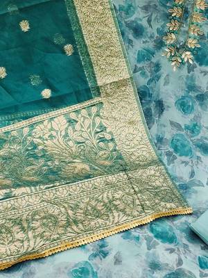 embroidered organza unstitched dress material 5