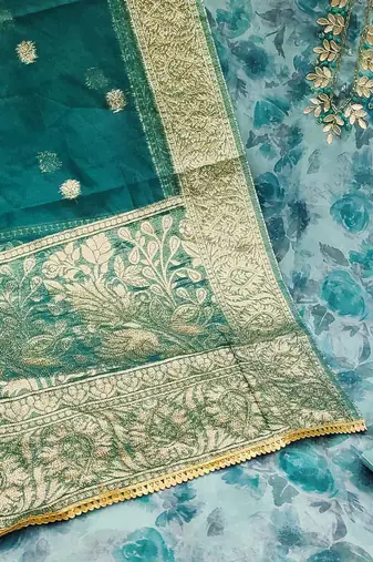 embroidered organza unstitched dress material