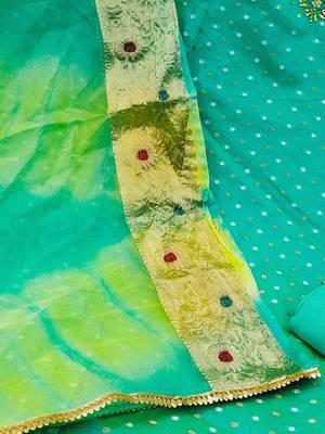 polka dot woven design stones & beads unstitched dress material 5