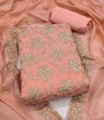 floral embroidered art silk unstitched dress material