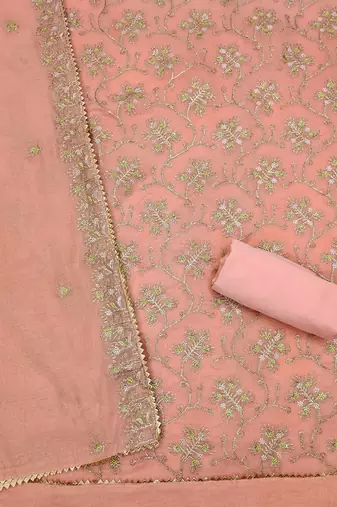 floral embroidered art silk unstitched dress material