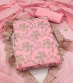 floral embroidered art silk unstitched dress material