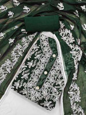 floral embroidered unstitched dress material 1