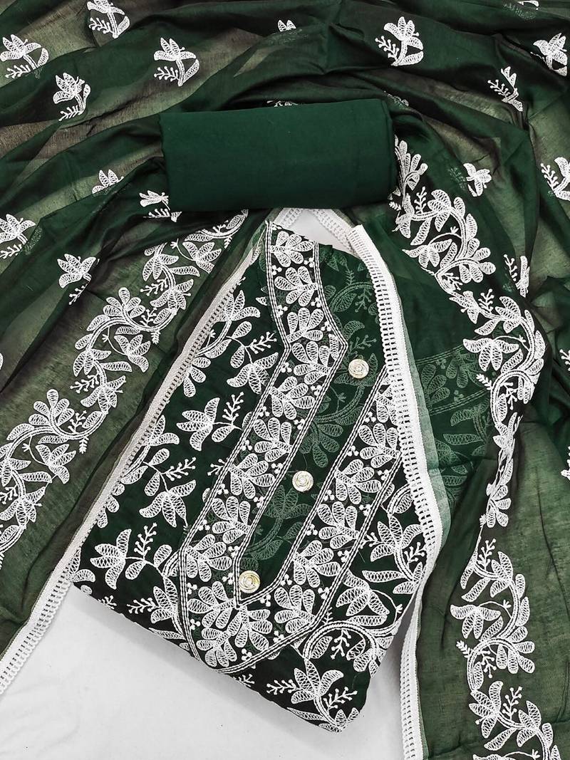 floral embroidered unstitched dress material