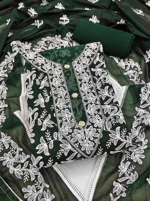 floral embroidered unstitched dress material 2