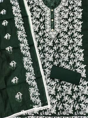 floral embroidered unstitched dress material 3