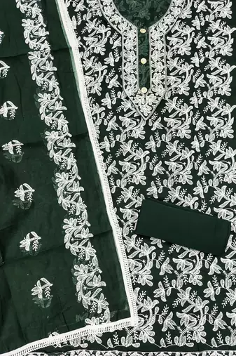floral embroidered unstitched dress material