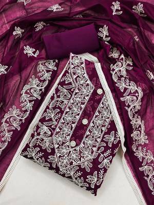 floral embroidered unstitched dress material 2